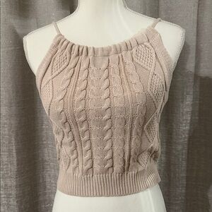 Cable Knit Beige Tank Top